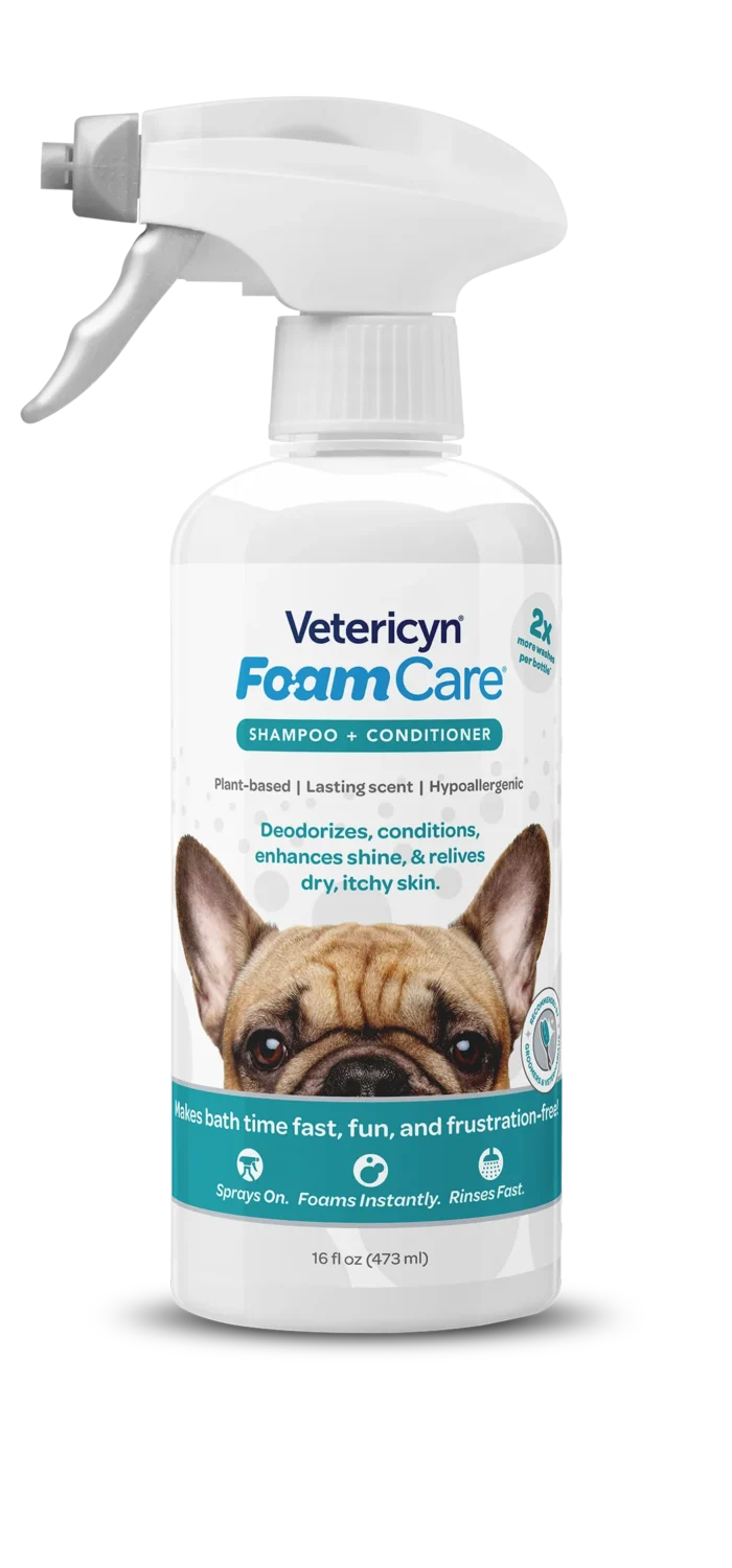 Vetericyn FoamCare Sprayable Shampoo + Conditioner for Dogs & Cats, 16-ounce